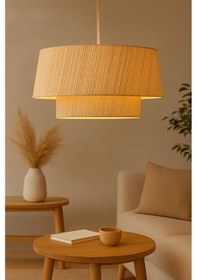 Resim Mira Grande Rattan Hasır Avize Bej 