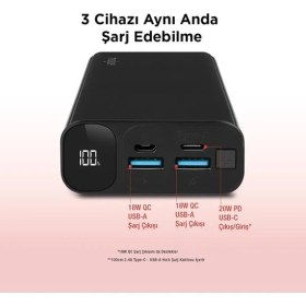 Resim mojue by ttec PB06 20.000mAh PD 20W LCD Ekranlı Taşınabilir Şarj Aleti / Powerbank-Siyah 