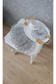 Resim ZESA HOME 6 Lı Kahve Yanı Şık Sunum Güpür Tül Peçeteler 