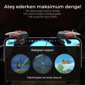 Resim Coofbe Profesyonel Yüksek Hassasiyetli Telefon Tetik Mobil Oyun Tetik Aparatı 4 Buton Nişan ve Tetik Tuşu 