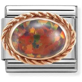 Resim NOMİNATİON Çelik Ve 9k Güllü Altın Kırmızı Opal'da Composable Klasik Zengin Ayar Taş 