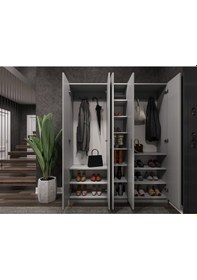 Resim %100 Mdflam Vestiyer & Portmanto V-09 150cm Kül Gri Gri 