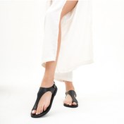 Resim BodrumSandals El Yapımı Hakiki Deri Siyah Kadın Bodrum Sandaleti - B2052 