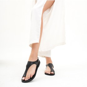 Resim BodrumSandals El Yapımı Hakiki Deri Siyah Kadın Bodrum Sandaleti - B2052 