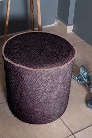 Resim Gazzini Furniture Venice Mürdüm Teddy Puf- Yuvarlak Makyaj Masası Pufu 