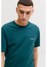 Resim Jack & Jones Jjbrandon Bisiklet Yaka Kısa Kollu Erkek T-shirt PETROL 