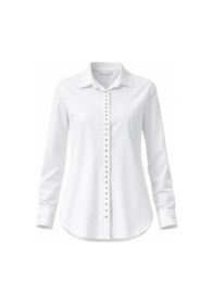 Resim Miss Poem Kadın Beyaz Slim Fit Klasik Uzun Kollu Gömlek Beyaz 