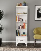 Resim Kznhome Kartopu Çekmeceli Country Kitaplık Beyaz - Tamamı 1. Kalite Mdf 