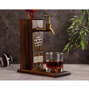 Resim Bk Gift Kişiye Özel Kabartma İsimli Tarihli Happiness Tasarımlı Musluklu Ceviz Ahşap Şarap Standı-1, Viski Çeşmesi, Babaya Hediye, İçecek Dispenseri B 