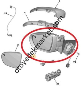 Resim Peugeot 5008 (2017-2025) Sağ Dikiz Aynası (Orijinal) 