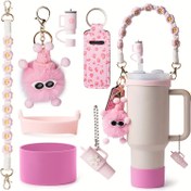 Resim 40&30oz Tutacaklı Tumbler için 7 Parça Bardak Aksesuarları, 10mm Pipet Kapağı, Su Şişesi Tutacak Kayışı, Ruj Tutucu, Charm Zinciri, Pompom Saç Topu Süsleri, Silikon Kılıf Bardak Botu, Sevgililer Günü Hediyesi, Dış Mekan Aktiviteleri, Kamp için 