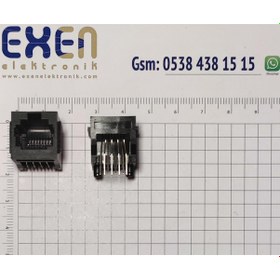Resim RJ45 Dişi Soket - 90C Siyah Plastik Ethernet Konnektörü 