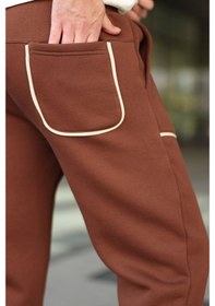 Resim Acı Kahverengi Şerit Detaylı Jogger Eşofman Altı E6581 Acı Kahverengi 