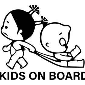 Resim Reysa Tasarım Kids On Board Araba Sticker Siyah 17X14 cm 