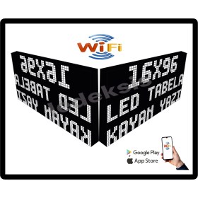 Resim Ledeksis LED Tabela 16 x 96 cm Çift Taraflı Beyaz Kayan Yazı Wifi (Telefondan Yazı Değiştirme) 