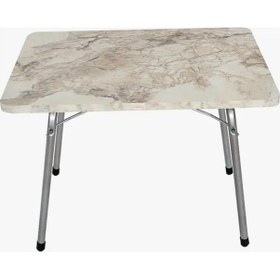 Resim Katlanır Masa Balkon Bahçe Kamp Masası Piknik Masası 45 x 60 CM - Beyaz Krem 