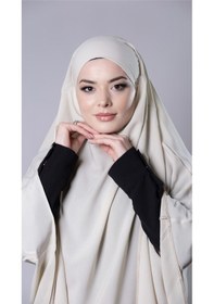 Resim Hürrem Bone Ekru Pratik Hazır Geçmeli Tesettür Eşarp Medine İpeği Bağcıklı Sufle Hijab 2301 27 