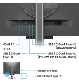 Resim BenQ RD280U 28” 4K+ 3840x2560 3:2 90W USB-C, KVM MoonHalo Arka Aydınlatmalı Eye-Care Programlama Monitörü 