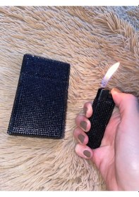 Resim Nesgıft Siyah Swarovski Taşlı Touch Sigara Kutusu 