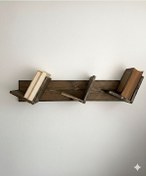 Resim Doğal Ahşap Kitaplık, Dekoratif Tasarım Ahşap Vintage Kitaplık Ceviz 