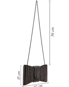Resim Kadın Siyah Uzun Askılı Taşlı Mini Kutu Abiye Çantası - Siyah / 00 