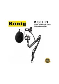 Resim König K Set 01 Tripot Stand Pop Filtre Shock Mount Set 