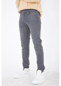 Resim Erkek Gri Slim Fit Taşlamalı Kot Pantolon Hlthe001942 