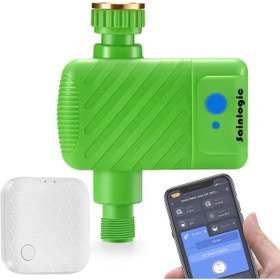 Resim Wi-Fi Hub'lı Sainlogic Yağmurlama Zamanlayıcısı, Akıllı Sulama Zamanlayıcısı Programlanabilir Su Zamanlayıcısı, Su Akış Ölçerli Kablosuz Uzaktan Kumandalı Sulama Sistemi 