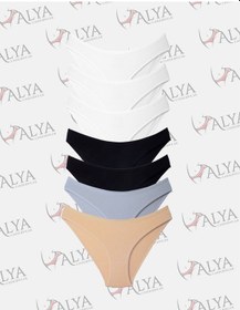 Resim Alya Underwear Kedi Baskılı Su Yolu Lastikli Kadın Bikini Külot-7'li Paket Y02 