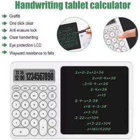 Resim Çok Amaçlı Digital Hesap Makinesi Lcd Ekran Yazma Tableti Ofis Okul İçin Silinebilir El Yazısı Not D 
