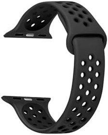 Resim Gpack Apple Watch SE 2 2023 40mm ile Uyumlu Delikli Çift Renk Silikon Kordon, Siyah 