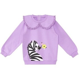 Resim Denokids Zebra Kız Bebek Sweatshirt - Lila 