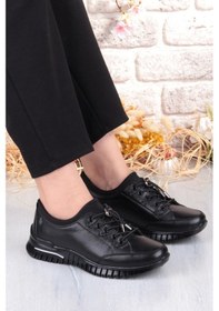 Resim Pepita 9513 Comfort Yumuşak Esnek Kauçuk Kaymaz Taban Hakiki Deri Kadın Ayakkabı Siyah 