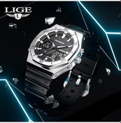 Resim Lıge Moda Spor Saatler Erkekler İçin Üst Marka Lüks Askeri Kol Saati Silikon Adam Saat Moda Chronograph Kol Saati Gümüş - Siyah 