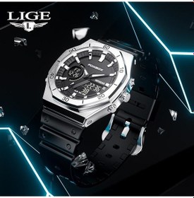 Resim Lıge Moda Spor Saatler Erkekler İçin Üst Marka Lüks Askeri Kol Saati Silikon Adam Saat Moda Chronograph Kol Saati Altın - Siyah 