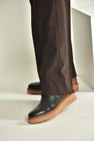 Resim Fox Shoes V555115103 Siyah Hakiki Deri Kalın Tabanlı Kadın Bot Siyah-hakiki Deri 