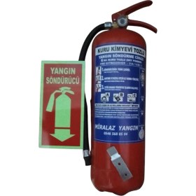 Resim 6 kg Kuru Kimyevi Yangın Söndürme Tüpü + Askı Aparatı + Fosforlu Levha 