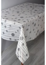 Resim Pvc Şeffaf Kaplama Zemin Kaydırmaz Silinebilir Muşamba Masa Örtüsü Mlssa-yuvarlakçizgi Gri 