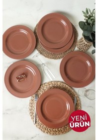 Resim Keramika Kahverengi Bella Servis Tabağı 27 Cm 6 Adet 605 Kahverengi 
