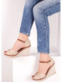 Resim Fox Shoes Bej Kadın Dolgu Topuklu Ayakkabı 9674040505 