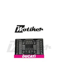 Resim Pleksi Plakalık Pembe Üstüne Beyaz Ducati Yazılı Tasarımlı Motosiklet Plakalık Modeli 