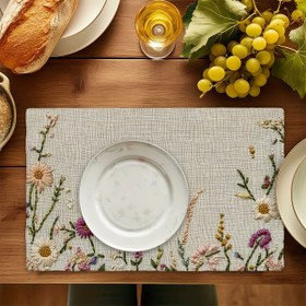 Resim Renkli Nakışlı Çiçek Seti 4'lü, Boyutu 30.48x45.72 cm, Ev Dekorasyonu Masa Koşucusu Kaymaz ve Isıya Dayanıklı Mutfak, Banket, Parti Süsleme Yer Örtücüleri 