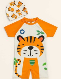 Resim My Kids Wear Çizgi Film Desenli Fermuarlı Boneli Erkek Çocuk Mayo Takımı 
