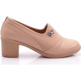 Resim Dgn 23032 Kadin Kurdela Desenli Topuklu Ayakkabi 23032-2537-R0152 Bej 