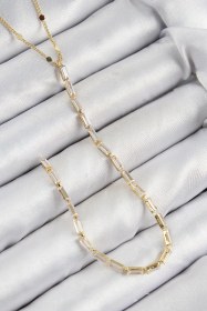 Resim Pirinç Zirkon Taşlı Y Kolye Gold Renk Renkli 