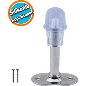 Resim Nzb Kapı Stoperi Tamponu Krom 8 cm Metal Kapı Durdurucu Tutucu Kapı Stopu Silikonlu 