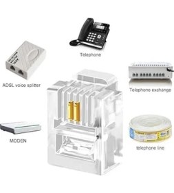 Resim Derwell 30 Adet RJ11 2pin Jak 6P2C 2 Pinli Plug Altın Kaplama 2 Çekirdek Telefon Kablosu Için Konnektör 