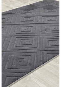 Resim Lüle Halı Delüx Kabartmalı Düz Renk Üstün Kalite De Kaymaz Tabanlı Yolluk Halı Antrasit 