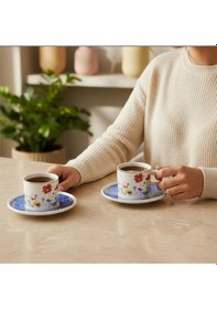 Resim Güral Porselen Mental 4 Parça Çay Fincan Takımı 6709 Mavi Mavi 