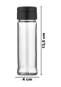 Resim Lina Tuzluk Biberlik Ayaralanabilir Kapaklı Cam Tuzluk Siyah 